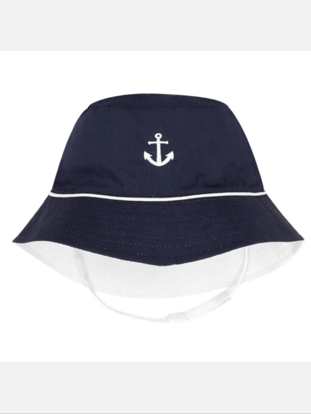 Wee Ones Reversible Navy Blue & White Anchor Applique Bucket Hat 2t-4t NWT